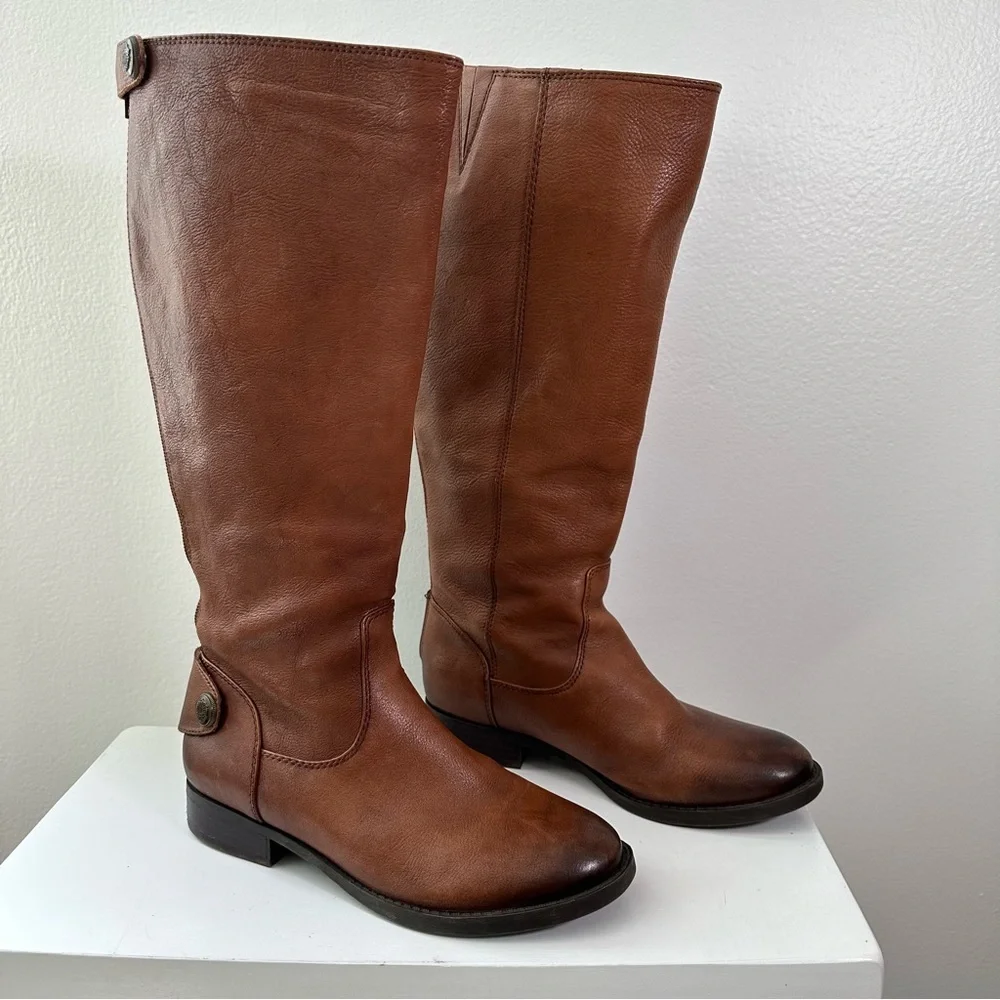 Arturo Chiang Brown Leather Knee High Boots Women 7MW Riding Boots